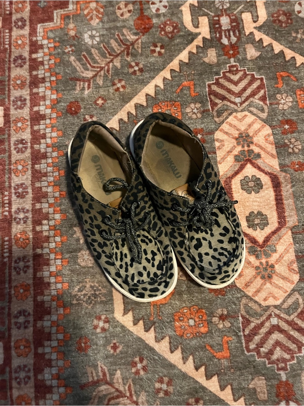 Women’s size 6.5 Leopard Print Casual Lace-Up Shoes - Black/Tan
